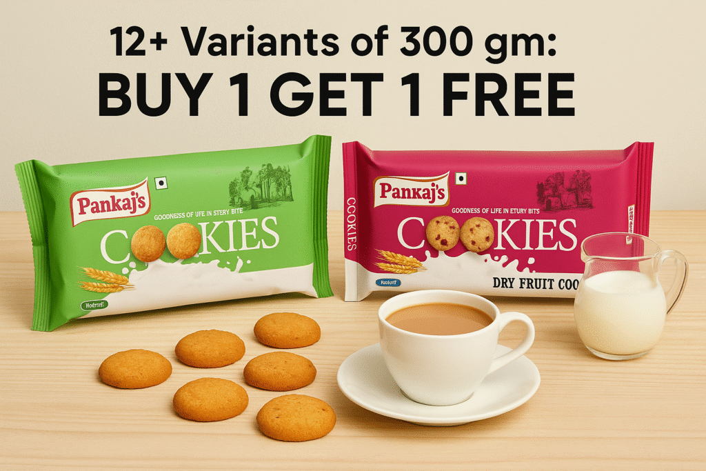 Pankaj Cookies Buy 1 Get 1 Free: Spice, Atta & Dry Fruit Goodness in Every Bite