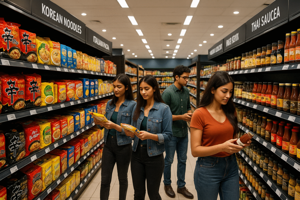 International grocery store in Dwarka Sector 3 Delhi with global cuisines like Korean, Italian, Thai, and Middle Eastern