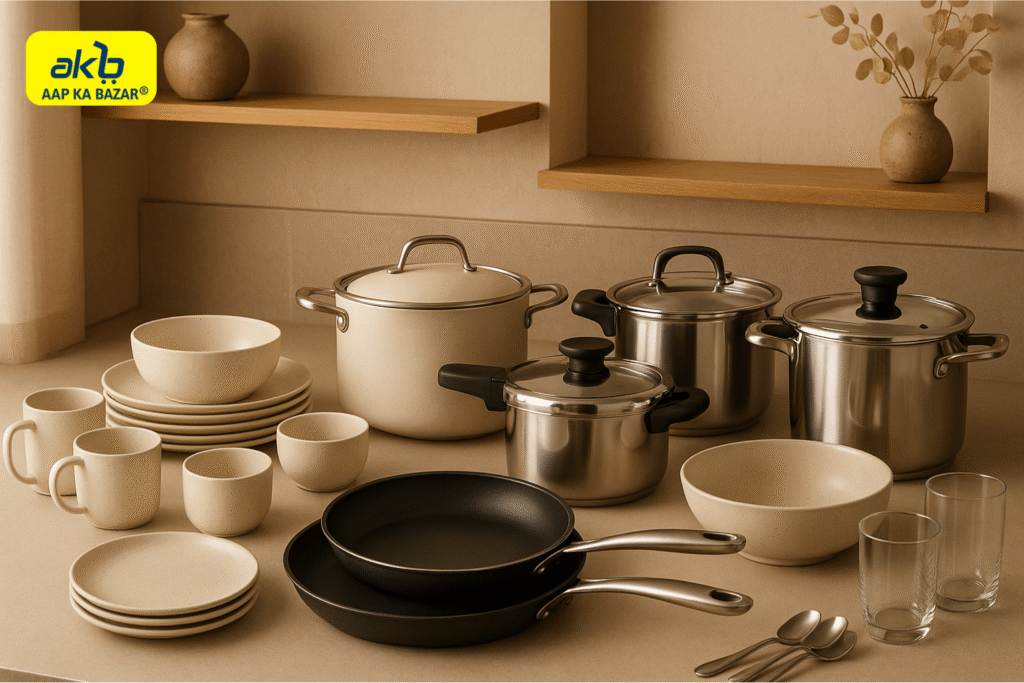 buy pressure cookers online, best fry pans, affordable dinnerware in Delhi