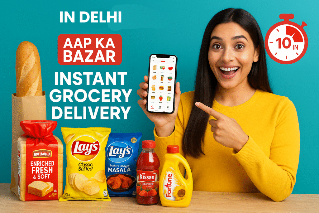 10 min grocery delivery app Delhi