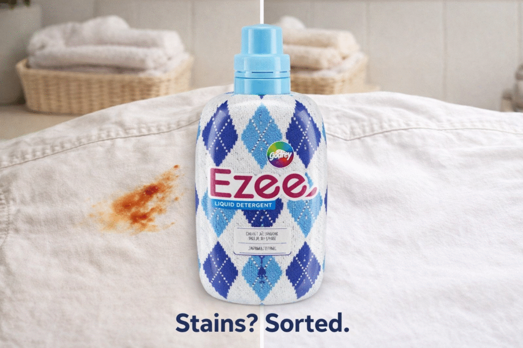 Godrej Ezee Liquid- Before and After of an image showing one image as stain and another as stain removal