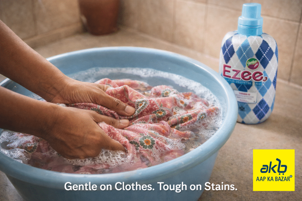 Godrej Ezee Liquid-An image of someone washing clothes in a tub
