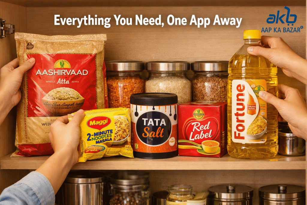 varieties of groceries in an Indian household