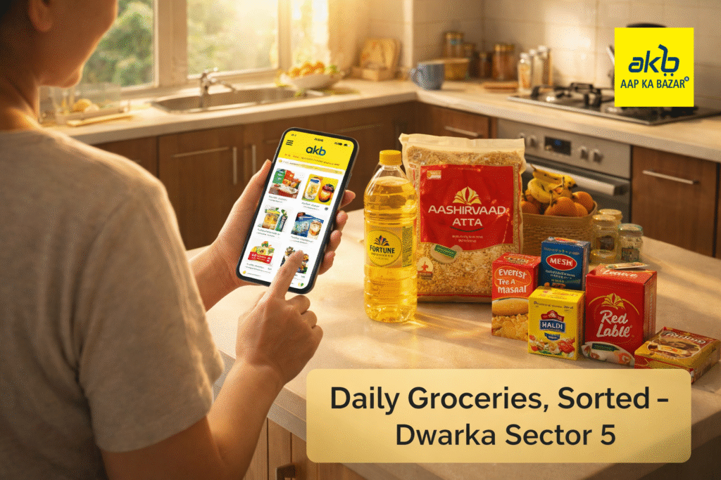 A person holding a smart phone in Dwarka Sector 5