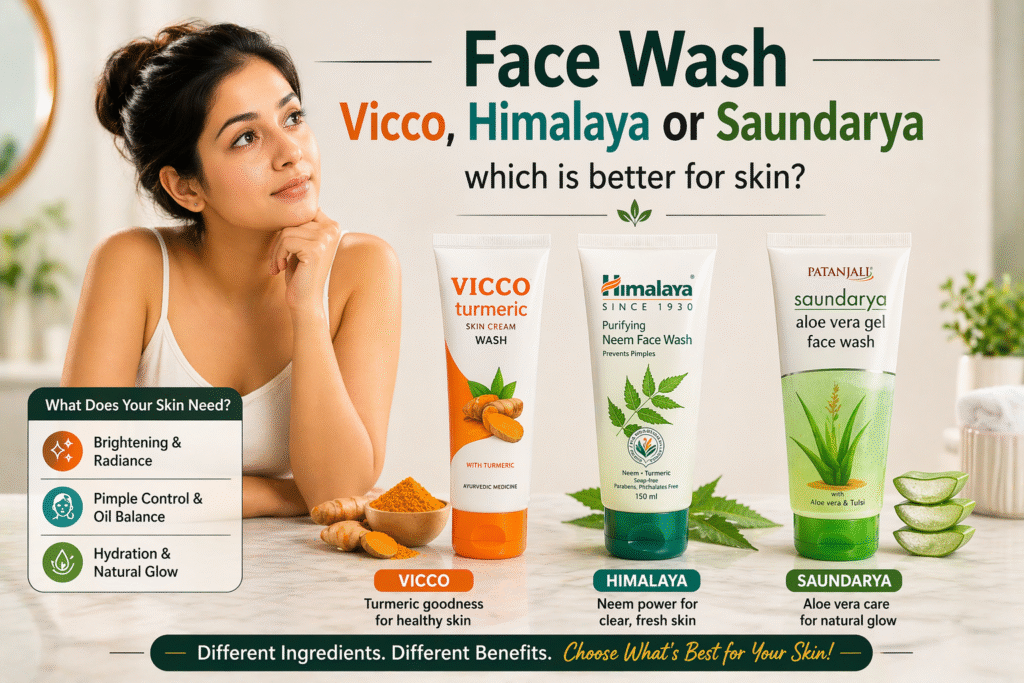 Face Wash Vicco, Himalaya or Saundarya which is better for skin?