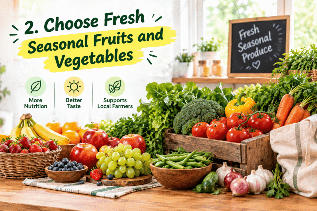 2. Choose Fresh Seasonal Fruits and Vegetables