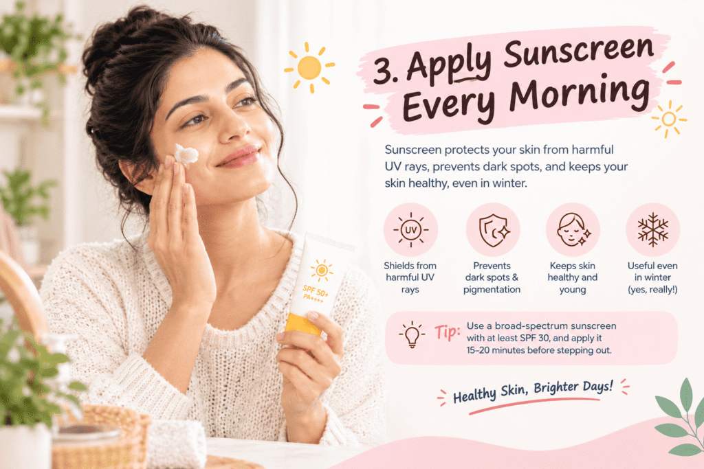 3. Apply Sunscreen Every Morning