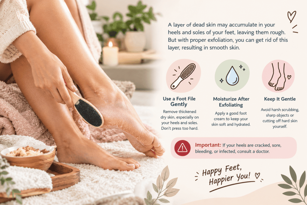 Exfoliate Gently to Smooth Rough Feet