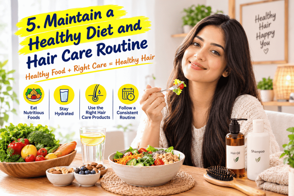 5. Maintain a Healthy Diet and Hair Care Routine