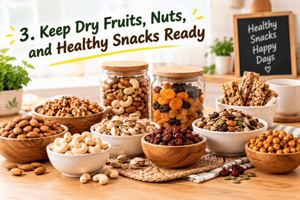 3. Keep Dry Fruits, Nuts, and Healthy Snacks Ready