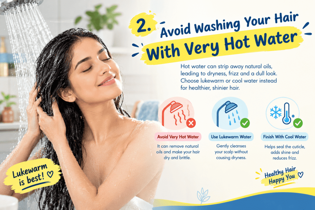 2. Avoid Washing Your Hair With Very Hot Water